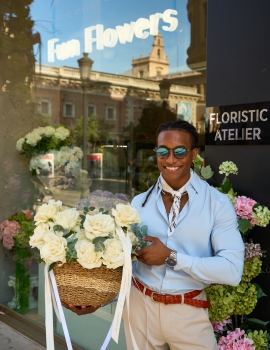 "Ivory Rose Basket"