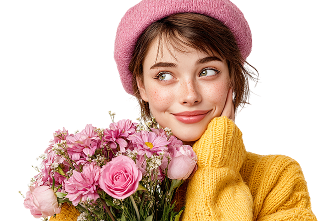 Chica con flores